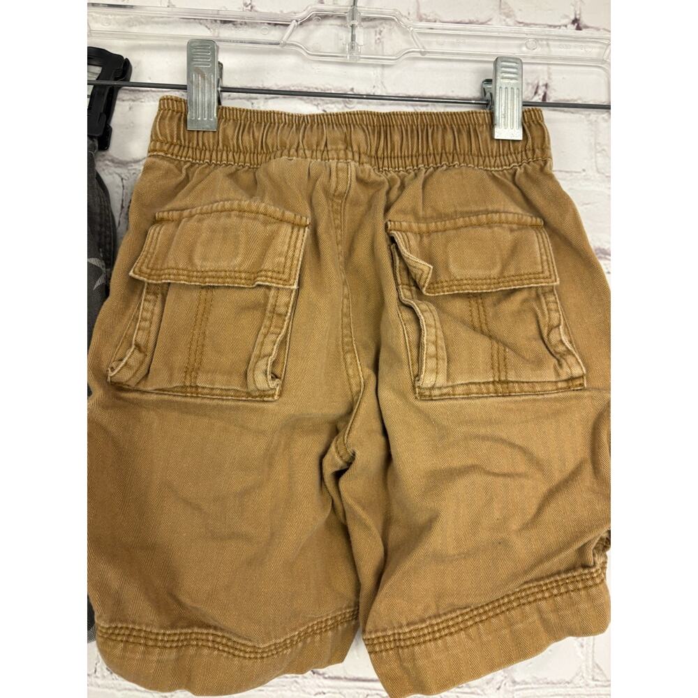 Hanna Andersson Boys Bottoms Set Tan Khaki Cargo Shorts Gray Star Size 90 US 3T - Picture 7 of 9